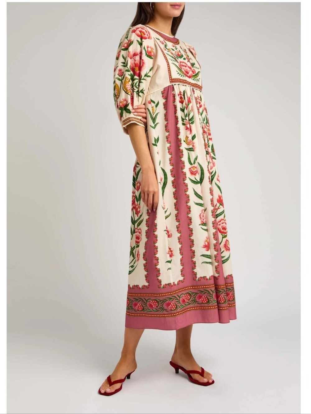 FARM Rio Puff-Sleeve Floral print Midi Dress - Picture 5 of 8